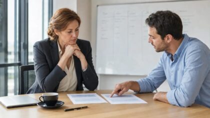 Équipe préparant un processus de recrutement autour d'une table