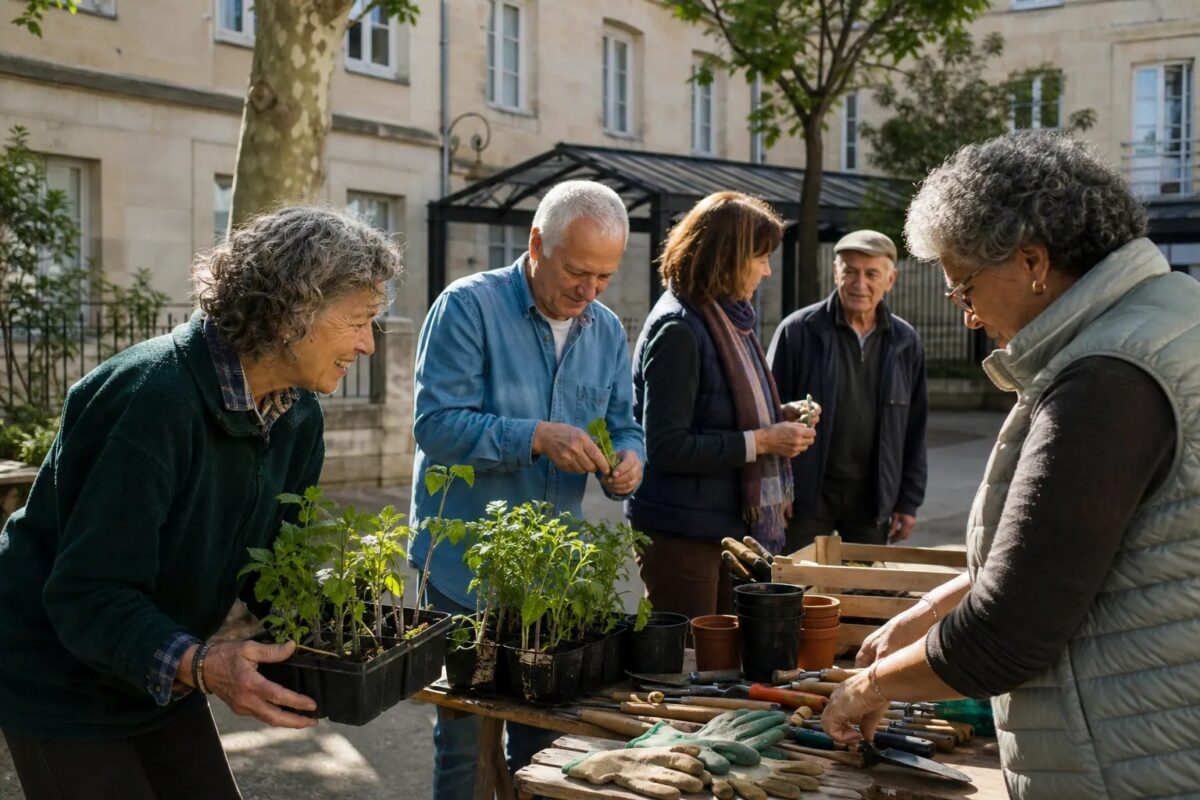 Groupe de bénévoles d'une association en train de préparer une action solidaire